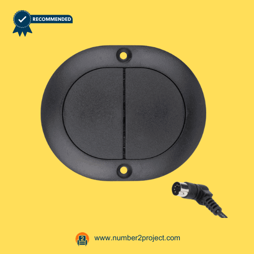 oval 2-button recliner control switch front view with 5-pin male plug power recliner lift chair hand control close up motion furniture controller Number2project