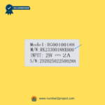 RG00100188 RK23300188X000 recliner switch label showing model number input 29V 2A serial details Number2project