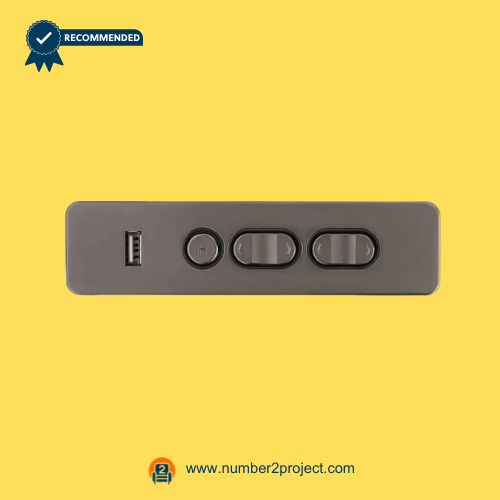 RMT R22231010050 5-Button Recliner & Lift Chair Side Switch with USB – Front View 5-button recliner and lift chair side control switch with USB charging port RMT R22231010050 power recliner switch close up motion furniture controller Number2project