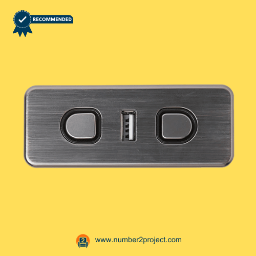 RMT WPS2C10036 23300126X000 2-Button Recliner & Lift Chair Switch with USB Backlit – Front View 2-button recliner and lift chair control switch with USB charging port and backlit buttons RMT WPS2C10036 23300126X000 power recliner switch close up motion furniture controller Number2project