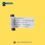 Raffel CTR UR2 24 BT backrest control label showing model number and manufacturing details on recliner switch cable Number2project