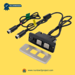 Raffel CTR UR2 33 BA 4-button recliner switch assembly with dual 5-pin plugs, inline control box, USB charging port, and metal mounting trim plate Number2project