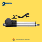 rear view of kaidi kdfsj-403-10 linear actuator showing connector cable, rear mounting bracket, and aluminum stroke housing for recliner and lift chair repair