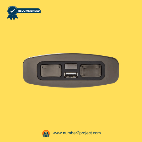 SMT-S41404R 5-Button 5-Pin Recliner & Lift Chair Switch with USB – Front View 5-button recliner and lift chair control switch with USB charging port SMT-S41404R 5-pin power recliner switch close up motion furniture controller Number2project