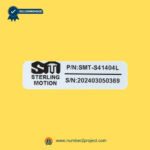 Sterling Motion SMT-S41404L recliner and lift chair switch identification label close up showing part number and serial number motion furniture control part Number2project
