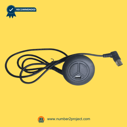 Universal Fixed 2-Button Recliner Remote Controller with USB & LED Light – Round Shape Front View 2-button recliner remote controller round shape with USB charger and LED light universal power recliner hand control close up motion furniture controller Number2project