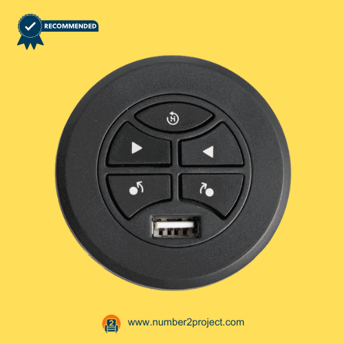 5-button black round recliner control switch with USB port eMoMo K202CL power recliner hand control close up motion furniture controller Number2project