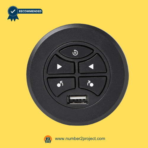 5-button black round recliner control switch with USB port and 5-pin compatibility eMoMo K20N power recliner hand control close up motion furniture controller Number2project