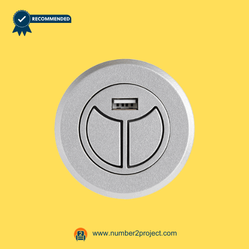 2-button silver round recliner control switch with USB port eMoMo RemoP20D power recliner hand control close up motion furniture controller Number2project