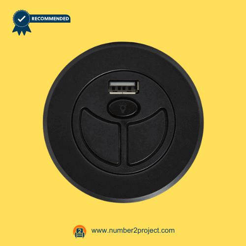 eMoMo RemoP40L 3-Button Recliner Control Switch with USB Charging Port – Front View 3-button round recliner control switch with USB port eMoMo RemoP40L power recliner hand control close up motion furniture controller Number2project