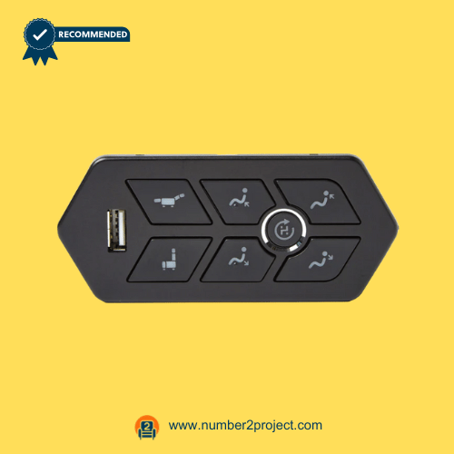 eMoMo TR2CLTRCLB 7N 7-Button Recliner Switch with USB Charging Port – Front View 7-button recliner hand control with USB port eMoMo TR2CLTRCLB 7N power recliner switch close up motion furniture controller Number2project