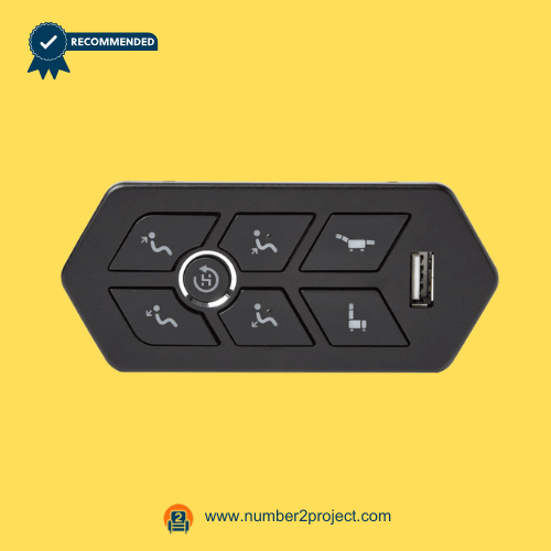 eMoMo TRCLB 7-Button Recliner Switch with USB Charging Port – Front View 7-button recliner hand control with USB port eMoMo TRCLB power recliner switch close up motion furniture controller Number2project