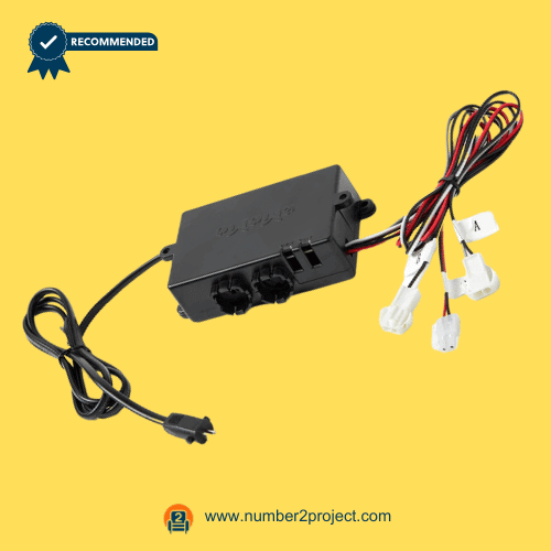 435. eMoMo HX052E2HL-2 Junction Box Control Box eMoMo HX052E2HL-2 control box junction box for electric recliner and lift chair repair, replacement recliner control box with attached power cord and multi-wire wiring harness for motors and hand control, used in powered recliners, lift chairs, adjustable seating, and electric furniture systems, sold by Number2project Sofa and Recliner Repair Experts