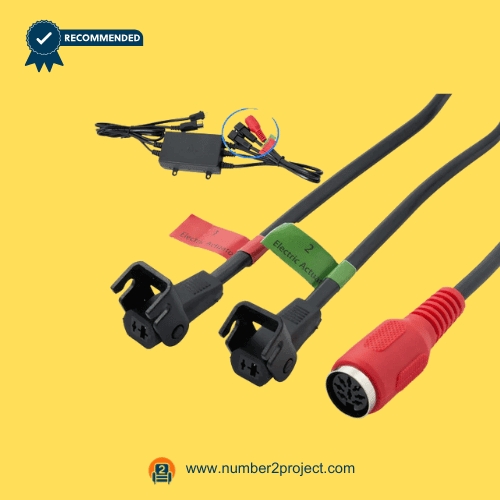 Motor output connectors and massage DIN connector on Acrookey 5-lead junction box for power recliner or lift chair with massage and heat – Sold by Number2project – Sofa & Recliner Repair Experts