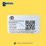 Close-up label view of Mulin MLKZ014-3 app controller junction box showing DC 29V input, DC 12V output, model number, and manufacturer information – sold by Number2project Sofa and Recliner Repair Experts