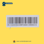 eMoMo E204A-R control box junction box serial number and barcode identification label used for electric recliner and lift chair repair, replacement recliner control box part number verification for powered recliners and lift chairs, authentic eMoMo junction box identification sold by Number2project Sofa and Recliner Repair Experts