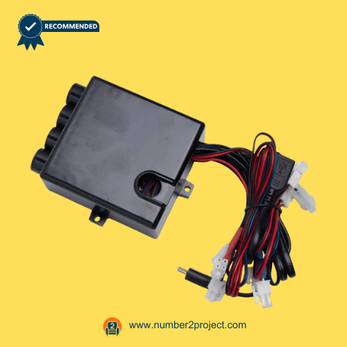 eMoMo E204A-R Control Box Junction Box for Electric Recliner & Lift Chair Repair eMoMo E204A-R control box junction box for electric recliner and lift chair repair, replacement recliner control box with multi-port round connectors, wiring harness, and power cord used in powered recliners, lift chairs, and electric furniture systems, compatible eMoMo control box sold by Number2project Sofa and Recliner Repair Experts