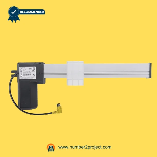 10.000079 OKIN BETADRIVE 90923 Linear Actuator for ReclinerLift Chair LZB – Full View 10.000079 OKIN BETADRIVE 90923 linear actuator for recliner lift chair with motor housing and yellow connector cable motion furniture part Number2project