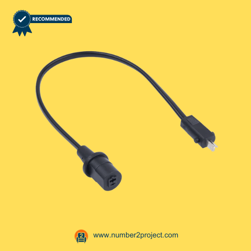 2-Pin Male to Cut-Off Circle Shape 2-Pin Female Conversion Cable OP1400KSOP1000KS Compatible – Front View 2 pin male to cut off circle shape 2 pin female recliner conversion cable OP1400KS OP1000KS compatible actuator adapter for power recliner lift chair motion furniture replacement cable Number2project