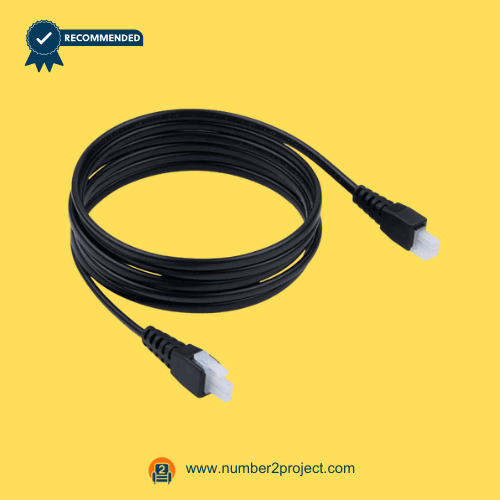 2-Pin Male to Male Power Cable for Lifting Desk & Adjustable Base 6.6ft – Front View 2 pin male to male power cable 6.6ft lifting desk adjustable base 199842 compatible actuator transformer connection wire motion furniture replacement cable Number2project