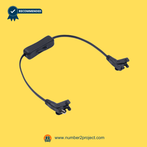 2-Pin Power Extension Cable with Inline ONOFF Switch – 30cm Front View 2 pin power extension cable with inline on off switch 30cm recliner lift chair actuator power control wire motion furniture replacement cable Number2project