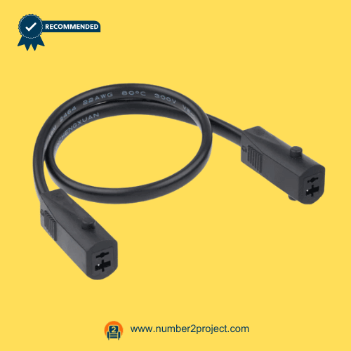 #606 2-Pin Female to Female Recliner DC Extension Cable – Close View 2 pin female to female recliner extension cable close up DC actuator extension wire for power recliner lift chair motion furniture replacement cable Number2project