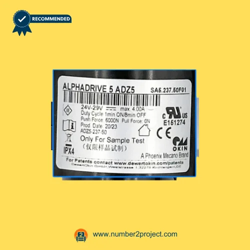 AlphaDrive 5 ADZ5 SA5.237.50F01 recliner lift chair actuator label showing 24-29V DC 6000N push pull force linear actuator Number2project