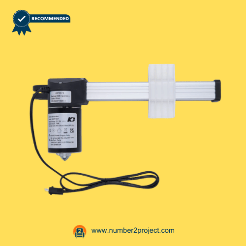 KAIDI KDPT007-76 Linear Actuator Motor for Power Recliner_Lift Chair with Mounting Block Side View KAIDI KDPT007-76 linear actuator motor side view with extension tube mounting block and power cable power recliner lift chair actuator replacement Number2project