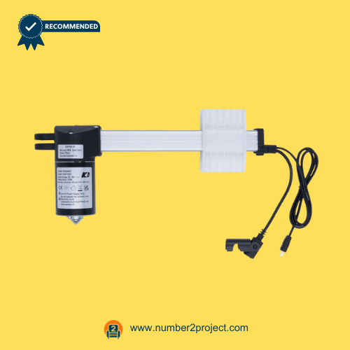 KAIDI KDPT007-87 Linear Actuator Motor for Power Recliner_Lift Chair with Mounting Block Side View KAIDI KDPT007-87 linear actuator motor side view with extension tube mounting block and connector cable power recliner lift chair actuator replacement Number2project
