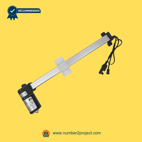 KAIDI KDPT010-06 linear actuator motor angled view with long extension tube mounting block and connector cables power recliner lift chair actuator replacement Number2project