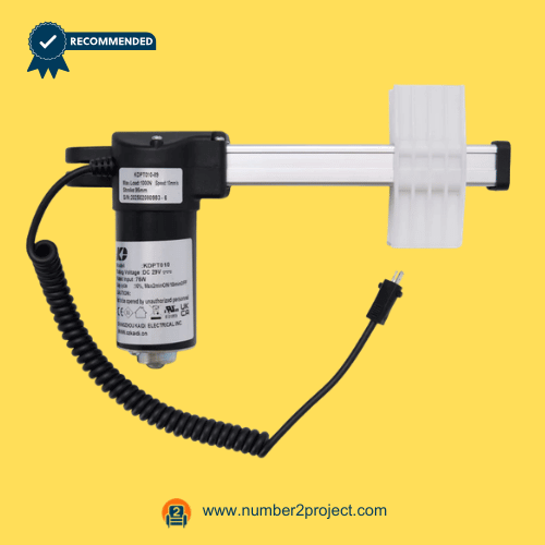 KAIDI KDPT010-89 Linear Actuator Motor for Power Recliner_Lift Chair with Mounting Block – Front View KAIDI KDPT010-89 linear actuator motor for power recliner lift chair with extension tube mounting block and coiled power cable motion furniture actuator replacement Number2project