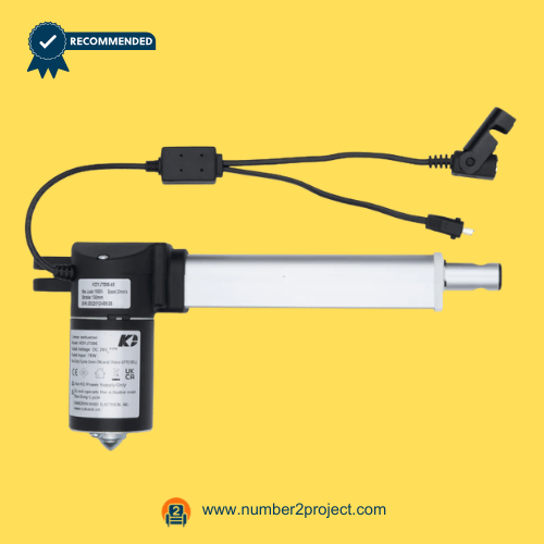 KAIDI KDYJT006-48 Linear Actuator Motor for Power Recliner_Lift Chair – Side View KAIDI KDYJT006-48 linear actuator motor side view with extension tube control module and power connector cables power recliner lift chair actuator replacement Number2project