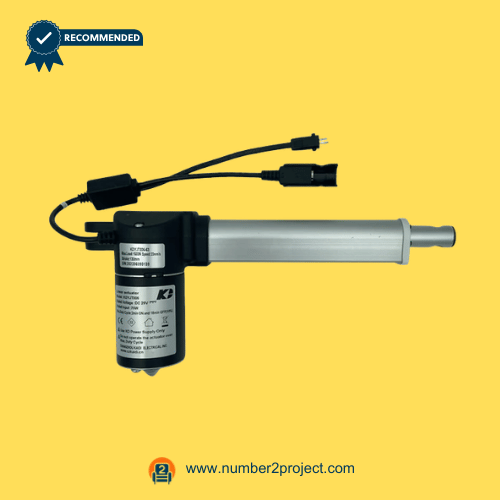 KAIDI KDYJT006-63 Linear Actuator Motor Assembly for Power Recliner_Lift Chair – Side View KAIDI KDYJT006-63 linear actuator motor assembly side view with extension tube and dual connector power cables power recliner lift chair actuator replacement Number2project