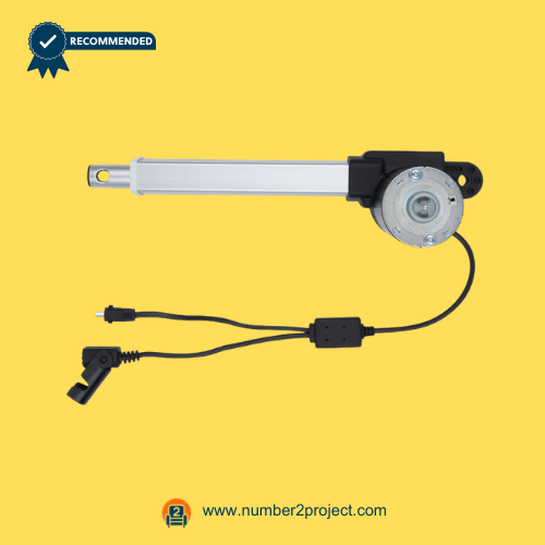 KAIDI KDYJT006 linear actuator gearbox plate view with extension tube inline control module and connector cables power recliner lift chair actuator replacement Number2project