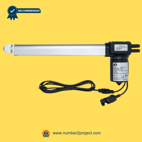 KAIDI KDYJT013-24 Linear Actuator for ReclinerLift Chair – Full Length View KAIDI KDYJT013-24 linear actuator motor for power recliner and lift chair full length view with wiring harness motion furniture replacement actuator Number2project