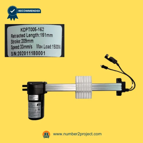 Kaidi KDPT005-162 linear actuator motor for power recliner lift chair with drive tube and connector wiring close up motion furniture actuator replacement Number2project
