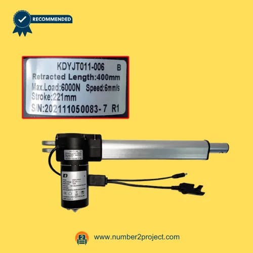 Kaidi KDYJT011-006 B linear actuator motor for power recliner lift chair with extension tube and connector cable close up motion furniture actuator replacement Number2project