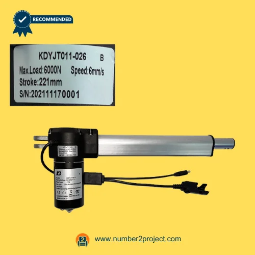 Kaidi KDYJT011-026 B linear actuator motor for power recliner lift chair with extension tube and connector cable close up motion furniture actuator replacement Number2project