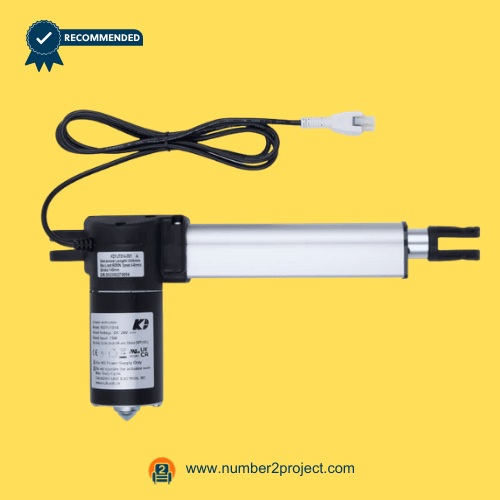 Kaidi KDYJT014-001 A Linear Actuator Motor for Adjustable Bed Base – Full View Kaidi KDYJT014-001 A linear actuator motor for adjustable bed base with extension tube and power cable bed lift actuator close up Number2project