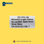 Kaidi KDYJT014-024 linear actuator label showing retracted length 330mm stroke 100mm and load 6000N adjustable bed actuator Number2project