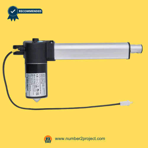 Kaidi KDYJT014-025 ELM0251C2 Linear Actuator Motor for Adjustable Bed Base – Full View Kaidi KDYJT014-025 ELM0251C2 linear actuator motor for adjustable bed base with extension tube and power cable bed lift actuator close up Number2project