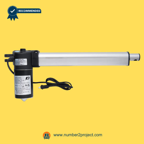 Kaidi KDYJT014-205 Linear Actuator Motor for ReclinerAdjustable Bed Base – Full View Kaidi KDYJT014-205 linear actuator motor for power recliner or adjustable bed base with extension tube and power cable actuator close up Number2project