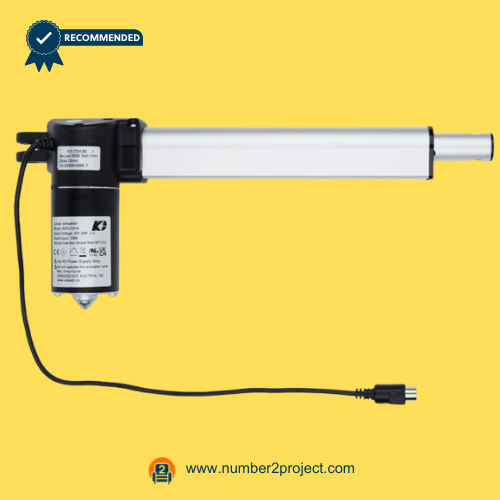 Kaidi KDYJT014-292 A Linear Actuator Motor for Adjustable Bed Base – Full View Kaidi KDYJT014-292 A linear actuator motor for adjustable bed base with power cable and extension tube bed lift actuator close up Number2project