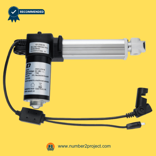 Kaidi KDYJT018-100 Linear Actuator Motor for ReclinerLift Chair – Full View Kaidi KDYJT018-100 linear actuator motor for power recliner lift chair with wiring harness and connectors motion furniture actuator close up Number2project