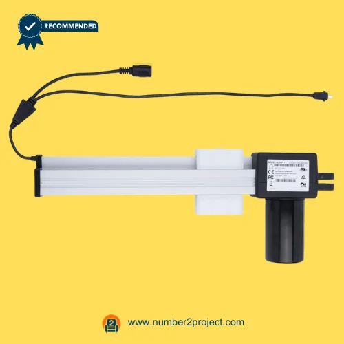 OKIN JLDQ.11.156.204D04 Linear Actuator for Power ReclinerLift Chair – Full View OKIN JLDQ.11.156.204D04 linear actuator motor for power recliner and lift chair motion furniture drive unit with cable connectors close up Number2project