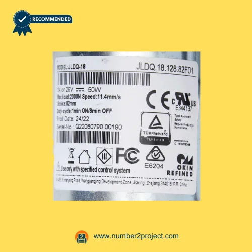 OKIN JLDQ.18.128.82F01 recliner lift chair actuator label showing 24-29V DC 50W 2000N linear actuator replacement motor Number2project
