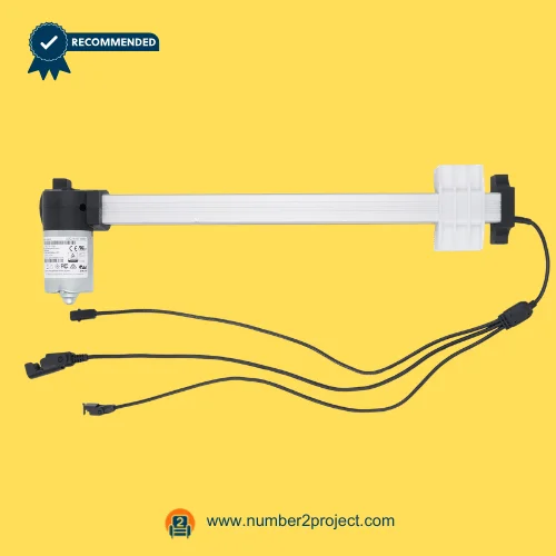 OKIN JLDQ.18.137.333Z01 Linear Actuator for Power ReclinerLift Chair – Full View OKIN JLDQ.18.137.333Z01 linear actuator motor for power recliner and lift chair motion furniture drive unit with multi cable connectors close up Number2project