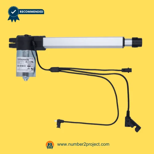 OKIN JLDQ.19.380.200Z02 Linear Actuator for Power ReclinerLift Chair – Full View OKIN JLDQ.19.380.200Z02 linear actuator motor for power recliner and lift chair motion furniture drive unit with multi cable connectors close up Number2project