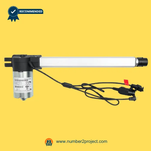 OKIN JLDQ.19.415.205Z03 Linear Actuator for Power ReclinerLift Chair – Full View OKIN JLDQ.19.415.205Z03 linear actuator motor for power recliner and lift chair motion furniture drive unit with wiring connectors close up Number2project