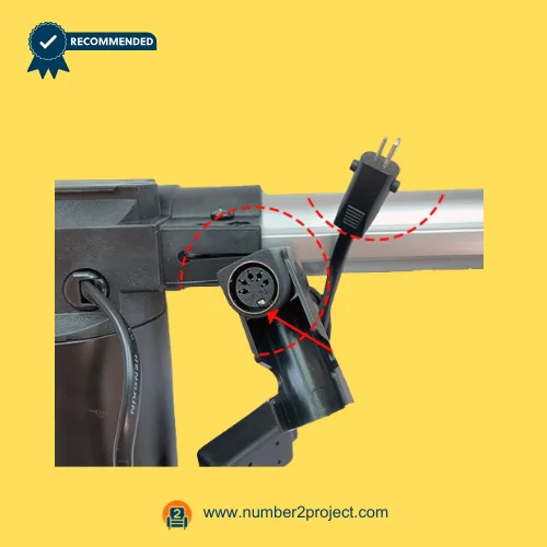 power recliner lift chair linear actuator 5 pin DIN connector port with plug close up showing motion furniture control box connection interface Number2project
